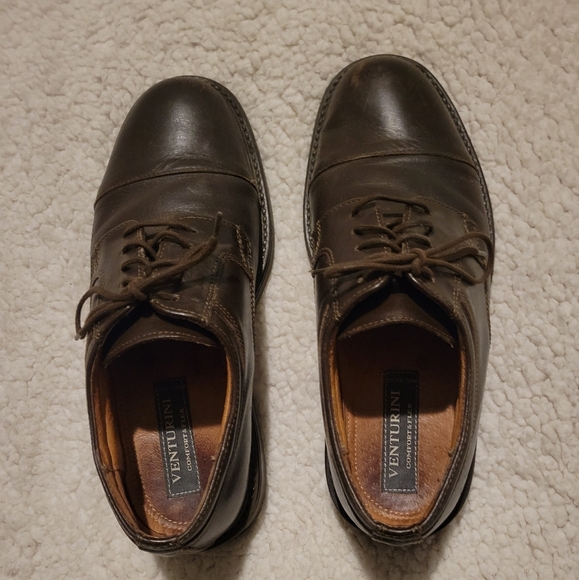 MENS VENTURINI COMFORT & FLEX LEATHER LOAFER SHOES BROWN SIZE 11.5 - Picture 1 of 9